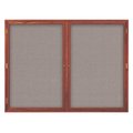 United Visual Products Double Door Indoor Enclosed Easy Tack Bo UV303EZ-GREY-SATIN